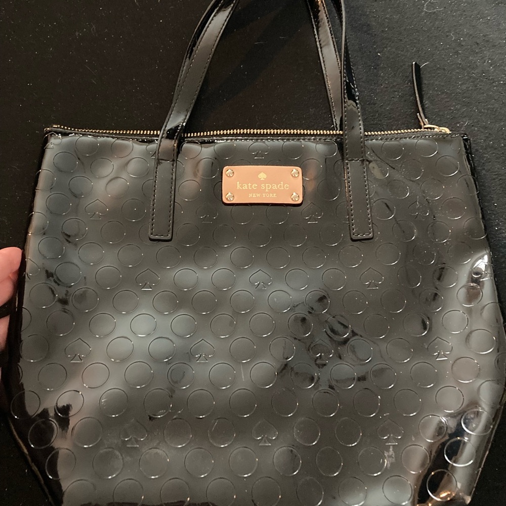 Top handle shiny material kate spade purse